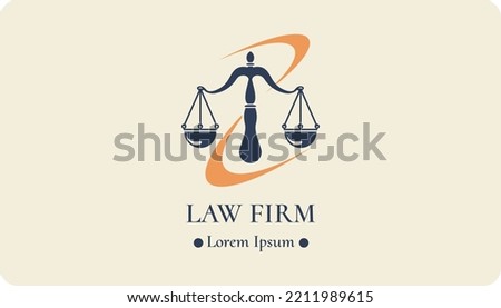 Legal services for clients, law firm business card or logotype for company. Balance weights, attorney or barrister, advocate or jurist professional opinion and advice. Vector flat style illustration