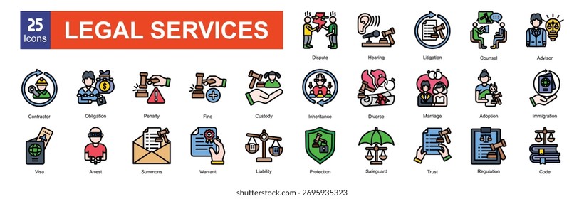  Legal Services icon sets  flat collections


