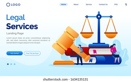 Legal Services Landing Page Website Illustration Flat Vector Template 