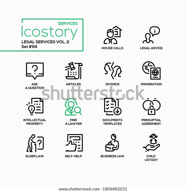 Legal Services Line Design Style Icons Stock Vector Royalty Free 1806882031