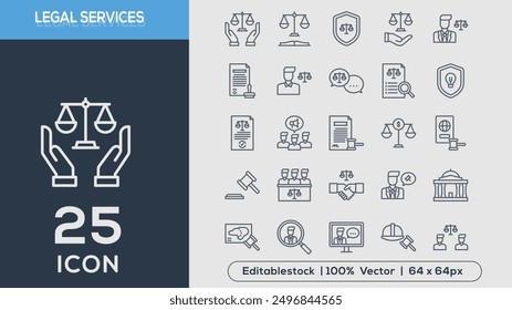 LEGAL SERVICES  line icons collection Vector illustrator