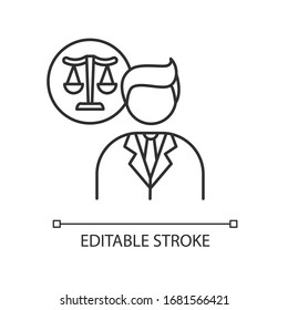 Legal Services Pixel Perfect Linear Icon. Juridical Consultation, Legal Advice And Support. Thin Line Customizable Illustration. Contour Symbol. Vector Isolated Outline Drawing. Editable Stroke