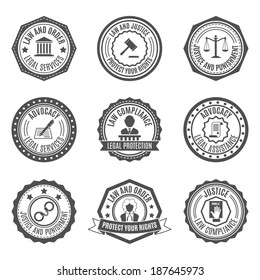 Legal services rights protect advocacy service labels set isolated vector illustration