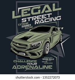 Legal Street Racing, Vector Car Illustration