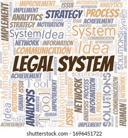Legal System typography vector word cloud.