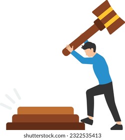 Legal verdict, judgment or law and justice, lawyer, attorney or ethics, Lawsuit and jury, Attorney or lawyer holding gavel and equality scale on other hand

