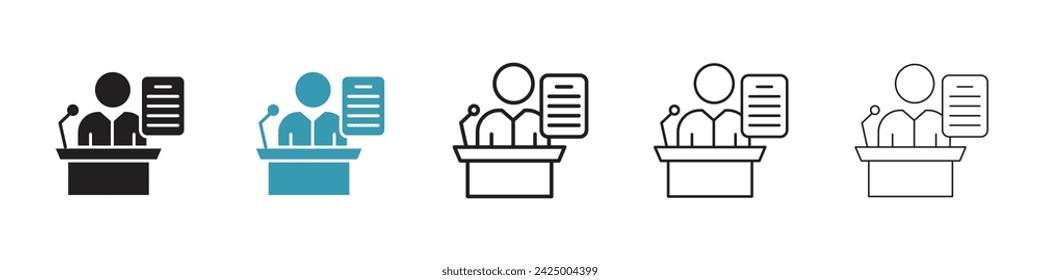 Legal Witness Vector Icon Set. Court Testimony vector symbol for UI design.