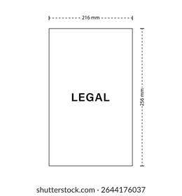 Legal Yellow Paper size. Notepad sheet format. Notebook page isolated on white background. Vector illustration in flat style.