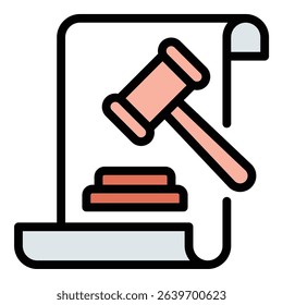 Legality icon flat line style illustration representing lawful actions and compliance with regulations, suitable for legal, governmental, and corporate-related projects