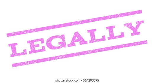Legally watermark stamp. Text caption between parallel lines with grunge design style. Rubber seal stamp with unclean texture. Vector violet color ink imprint on a white background.