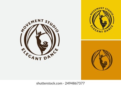 legant Dance Movement Studio Logo Template exudes sophistication and fluidity, perfect for dance studios and performance companies. Layered EPS Vector