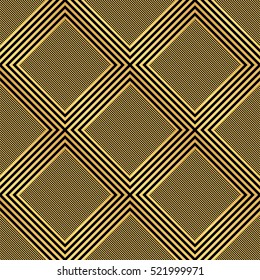 legant gold and black diamond background paper shape. Vector crisscross lines pattern backdrop.