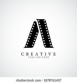 legant letter A logo for strip film vector illustration