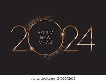 legant metallic gold and black Happy New Year background design