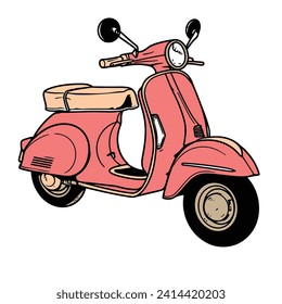 legant Red Vintage Vespa - Vector Art Created with Adobe Illustrator