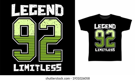 Legend 92 typography vector splash color illustration design.