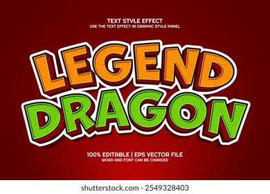 Legend Dragon cartoon Editable text Effect 3D Game Style