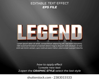 legend editable text effect 3d font style. vector template