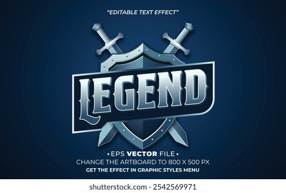 Legend editable text effect vector 3d for game 