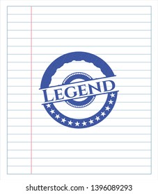 Legend emblem with pen effect. Blue ink. Vector Illustration. Detailed.