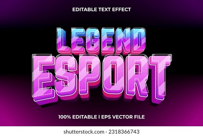 Legend esport 3d text effect and editable text, template 3d style use for game tittle