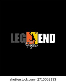 Legenda Futuro Basquete Tipografia design esporte vetor ilustração