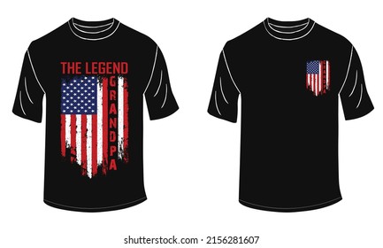 The Legend Grandpa T-Shirt Design With Flag