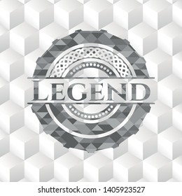 Legend grey badge with geometric cube white background