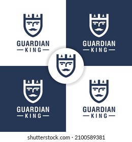 legend of guardian king logo combined shield and crown icon symbol defense, kingdom, caste logo design