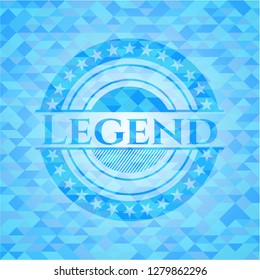 Legend light blue emblem with mosaic background