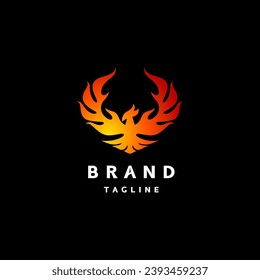 Diseño del Logotipo Majestuoso de la Leyenda Firebird. Fiery Phoenix Bird Logo Design.