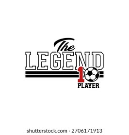 El jugador de la leyenda, Ilustración vectorial del deporte del diseño de la tipografía del fútbol
