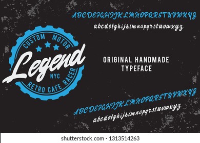 Legend. Script Font. Custom Motor. Cafe Racer. New York. Coffee Logo. Hand Made Font And Logo.