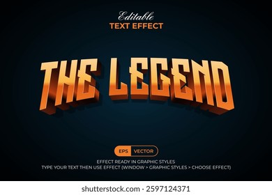 The Legend Text Effect 3D Curved Golden Style. Editable Text Effect Sport Game Theme.