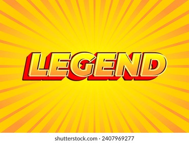 Legend. Texteffekt-Design im modernen Look, hellgelbe rote Farbe