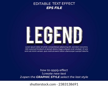 legend text effect . font editable, typography, 3d text. vector template