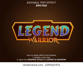 legend  text effect, font editable, typography, 3d text for medieval fantasy rpg games. vector template