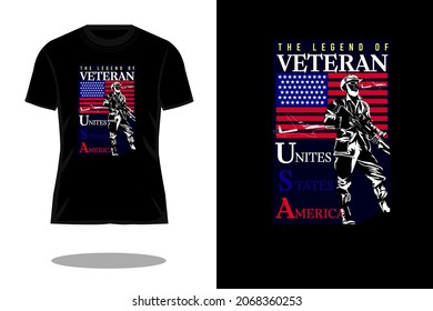the legend of veteran retro t shirt design