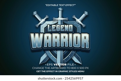 Legend warrior text effect vector 3d for game 