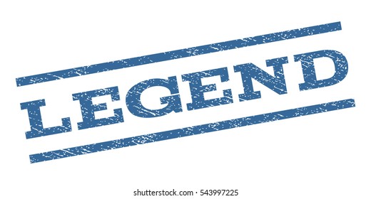 Legend watermark stamp. Text caption between parallel lines with grunge design style. Rubber seal stamp with scratched texture. Vector cobalt blue color ink imprint on a white background.