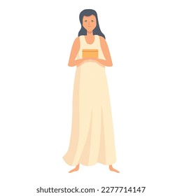 Legend woman icon cartoon vector. Greek myth. Hestia myth