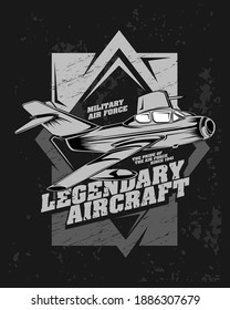 legendary aircraft, classic fighter airplane illustration