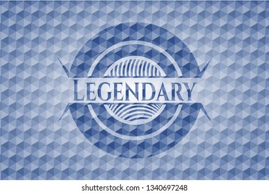 Legendary blue badge with geometric pattern background.