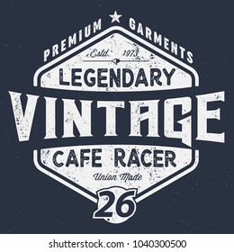 Legendary Cafe Racer - Vintage Tee Design For Print