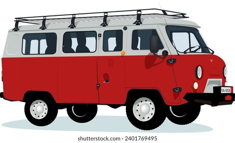the legendary car of the Soviet industry. uaz buhanka loaf. super all-terrain vehicle. SUV. army car. cargo. bus. Agriculture. hunting.Red color