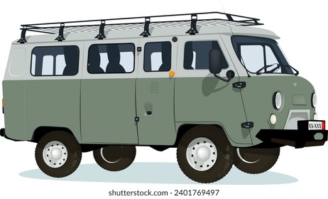 the legendary car of the Soviet industry. uaz buhanka loaf. super all-terrain vehicle. SUV. army car. cargo. bus. Agriculture. hunting.Green color