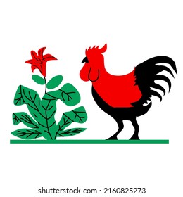 Legendary Chicken From Asian Traditional Bowl Illustration