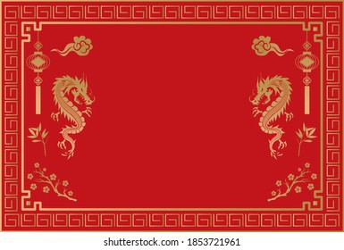 Legendary fashionable oriental dragon frame
