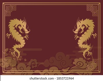 Legendary fashionable oriental dragon frame