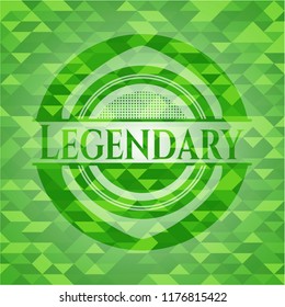 Legendary green emblem with mosaic ecological style background